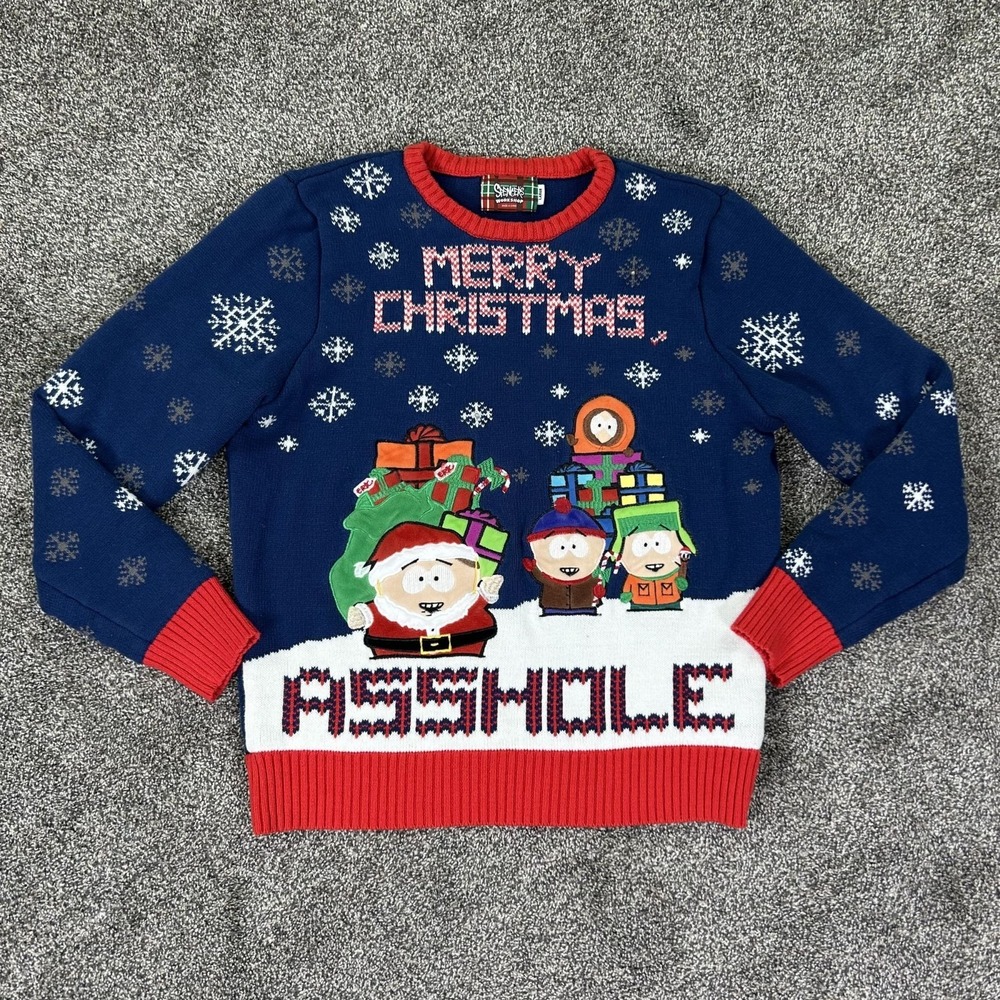 Spencers Light Up Merry Christmas South Park Ugly‎ Christmas Sweater Mens Large